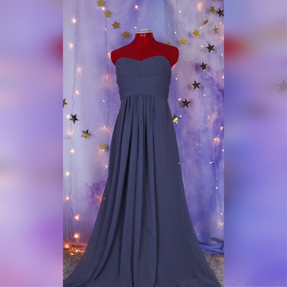 Grey bridesmaid chiffon floor length dress